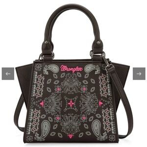 Wrangler Brown Satchel with Paisley Design